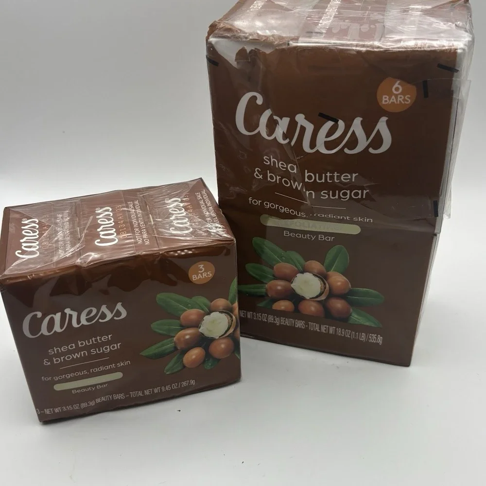 Caress Shea Butter‎ & Brown Sugar Exfoliating Beauty Bar Soap - 2 PACKs (9 bars)